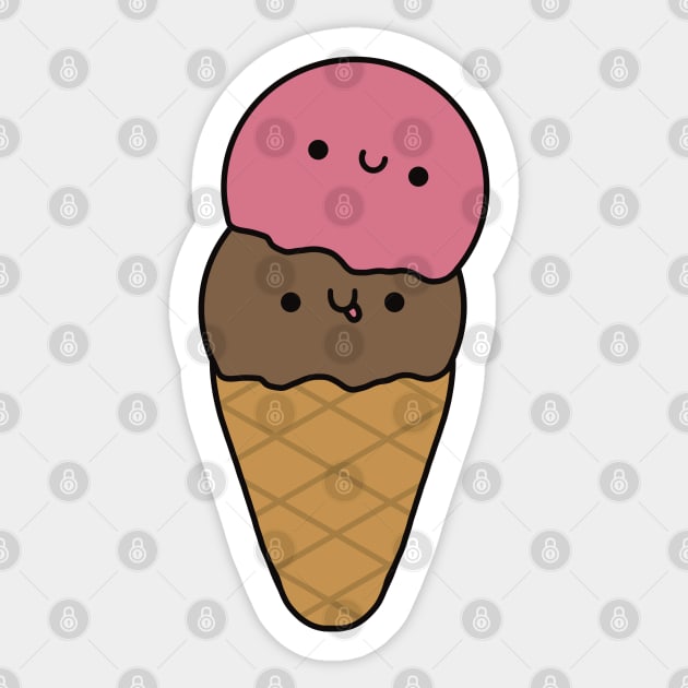 Cute Ice Cream - Kawaii Ice Cream Sticker by KawaiiByDice